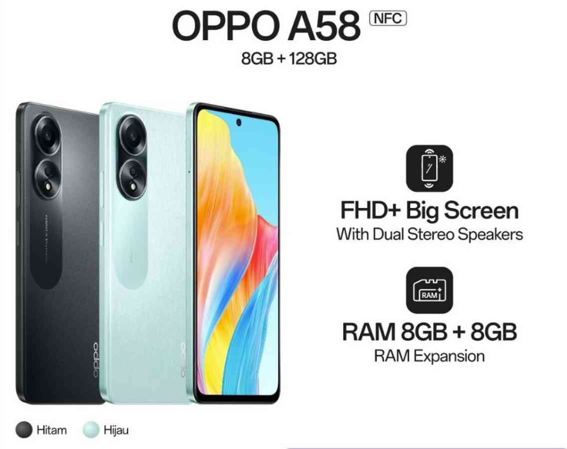 10. Oppo A58 (Charging Cepat & Audio Mantap)