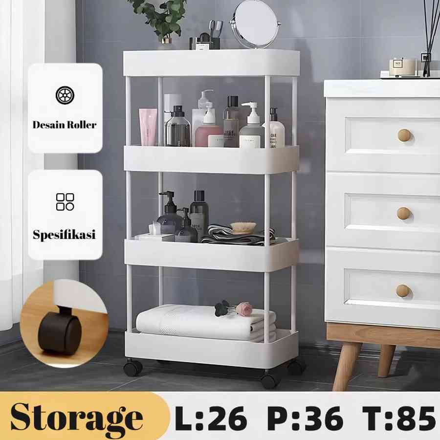3. Rak Troli Susun Serbaguna (Roda 360°)